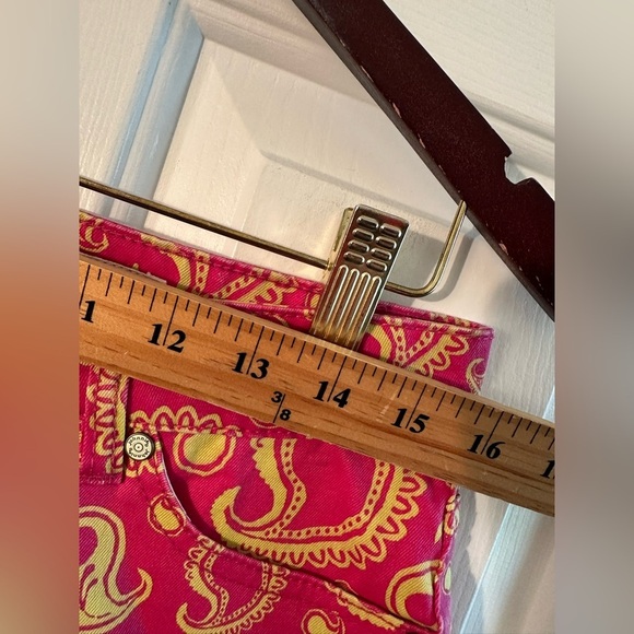 Johnnie B Women’s 30 Pink Orange Paisley Cotton Span MICRO Shorts Rolled Cuff - Picture 5 of 8